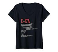 Mujer Avión Militar Estadounidense C17A de Transporte Pesado Camiseta Cuello V