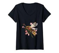 Mujer Avispón Gigante japonés Origami Avispones de Flor de Cerezo Camiseta Cuello V