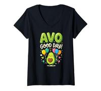 Mujer Avocado Lover AVO Good Day Food Juego de Palabras Guacamole Camiseta Cuello V