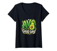 Mujer Avocado Lover AVO Good Day Food Juego de Palabras Guacamole Camiseta Cuello V