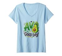 Mujer Avocado Lover AVO Good Day Food Juego de Palabras Guacamole Camiseta Cuello V