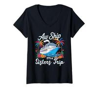Mujer Aw Ship It's A Sisters Trip Girls Matching Cruise Squad Camiseta Cuello V