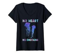 Mujer Awesome Cute UnderWater Fish no heart no emotions JellyFish Camiseta Cuello V