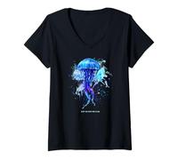 Mujer Awesome Cute Underwater Fish Sea Just Go with Flow Jellyfish Camiseta Cuello V
