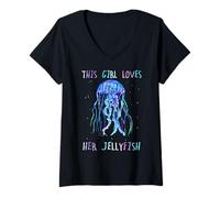 Mujer Awesome Cute Underwater This Girl Loves Her Jellyfish Camiseta Cuello V