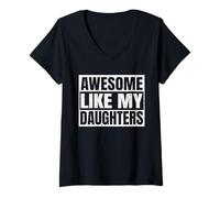 Mujer Awesome Like My Daughters Father Day Dad Funny Daddy Vintage Camiseta Cuello V