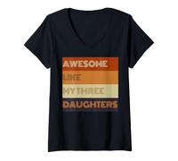 Mujer Awesome Like My Three Daughters - Camiseta para el día del padre Camiseta Cuello V