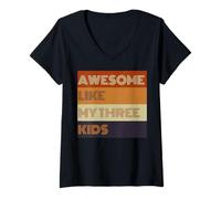 Mujer Awesome Like My Three Kids - Camiseta para el día del padre Camiseta Cuello V
