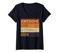 Mujer Awesome Like My Two Kids - Camiseta para el día del padre Camiseta Cuello V