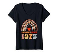 Mujer Awesome Since 1973 53rd Birthday Boho Rainbow 53 Years Old Camiseta Cuello V