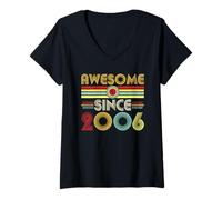 Mujer Awesome Since 2006 Classic Year Birth of Birthday Vintage Camiseta Cuello V