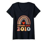 Mujer Awesome Since 2010 16th Birthday Boho Rainbow 16 Years Old Camiseta Cuello V