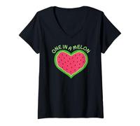 Mujer Awesome Summer Pet Cat Fruits One in a Melon Watermelon Camiseta Cuello V