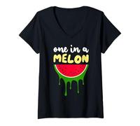 Mujer Awesome Summer Pet Cat Fruits One in a Melon Watermelon Camiseta Cuello V