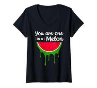 Mujer Awesome Summer Pet Cat Fruits One in a Melon Watermelon Camiseta Cuello V