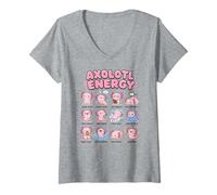 Mujer Axolotl Energy Cute Kawaii Mood Chart Arte De Salamandra Camiseta Cuello V