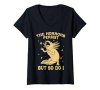 Mujer Axolotl Gracioso The Horrors Persist But So Do I Camiseta Cuello V