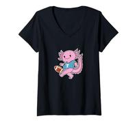 Mujer Axolotl Juega fútbol Americano Camiseta Cuello V