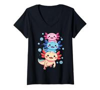 Mujer Axolotl Kawaii Anime Cute Axolotls para niños, niñas, hombres y niños Camiseta Cuello V