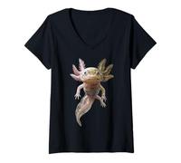 Mujer Axolotl Mosaico - Amantes de la Ciencia Morph manchados Camiseta Cuello V