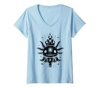 Mujer Axolotl Oculto Tercer Ojo Ilustración Mística Camiseta Cuello V