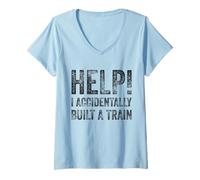 Mujer Ayuda Accidentalmente Construí Un Tren - Humor Absurdo Memes Camiseta Cuello V