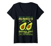 Mujer Ayúdame, gasté todo mi dinero en tostadas de aguacate y no, soy Hom Camiseta Cuello V