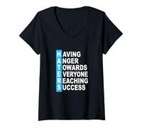 Mujer Azul Color H.A.T.E.R.S. Gráfico Azul Camiseta Cuello V