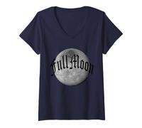 Mujer Azul Llena 2 Luna NUMEROLOGÍA 11 Dos Once Mujeres Hombres Camiseta Cuello V