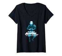 Mujer Azul Monocromático Aang The Last Airbender Camiseta Cuello V