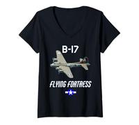 Mujer B-17 Flying Fortress World War 2 US Army Air Force Camiseta Camiseta Cuello V