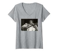 Mujer B.B. Rey del Blues con Guitarra Lucille por Dick Barnatt Camiseta Cuello V