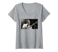 Mujer B.B. Rey del Blues con Lucille En Vivo por Dick Barnatt Camiseta Cuello V