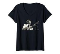 Mujer B.B. Rey del Blues & Lucille En Vivo por Dick Barnatt Camiseta Cuello V