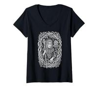 Mujer Baba Jaga Bruja Eslava Mito Pagano Bosque Arte Popular Camiseta Cuello V