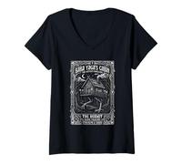 Mujer Baba Yaga Cabaña Bruja Tarot Folclore Eslavo Camiseta Cuello V