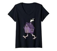 Mujer Baba Yaga Cabaña Patas de Pollo Folclore Eslavo Camiseta Cuello V