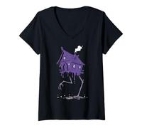 Mujer Baba Yaga Casa con Patas de Pollo Folclore Eslavo Camiseta Cuello V
