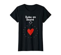 Mujer Baby on Board - Corazón de embarazo, familia feliz Camiseta