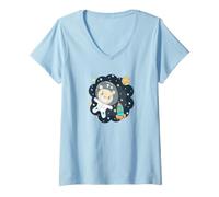 Mujer Baby Space Bear Astronauta Retro Little Space Camiseta Cuello V
