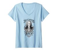 Mujer Bach The Cantor Retrato Barroco Pipe Órgano Música clásica Camiseta Cuello V