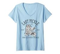 Mujer Bachelorette Last Pickle Ella le hará cosquillas a la Novia Camiseta Cuello V