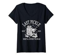 Mujer Bachelorette Last Pickle Ella le hará cosquillas a la Novia Camiseta Cuello V