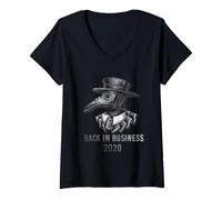 Mujer Back In Business 2020 - Máscara de médico de la peste Camiseta Cuello V
