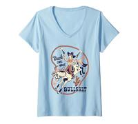 Mujer Back on My Bull Rodeo Cowboy Retro Vintage Funny Adult Humor Camiseta Cuello V