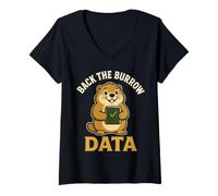 Mujer Back The Burrow Data Marmot Research Humor Camiseta Cuello V