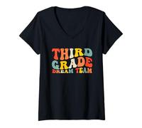 Mujer Back to School 3rd Grade Dream Team Teacher Kids Third Grade Camiseta Cuello V
