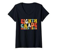 Mujer Back to School Eighth Grade Dream Team 8th Grad Teacher Kids Camiseta Cuello V