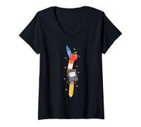Mujer Back To School Supplies Teacher Classroom Pencil Apple Art Camiseta Cuello V