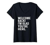 Mujer Back To School Teacher Welcome Back I'm Glad You'Re Here Camiseta Cuello V